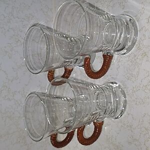 Bar Cart Accessories Carl Aubock Style Denmark Rattan wrapped handle glasses